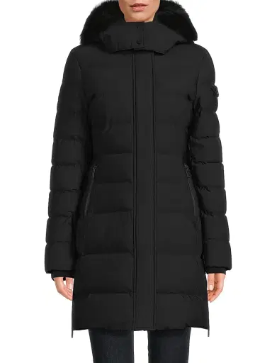 Moose Knuckles Women's Nyluxe Watershed 3 Shearling-Trim Hooded Down Parka | Thumbnail 3