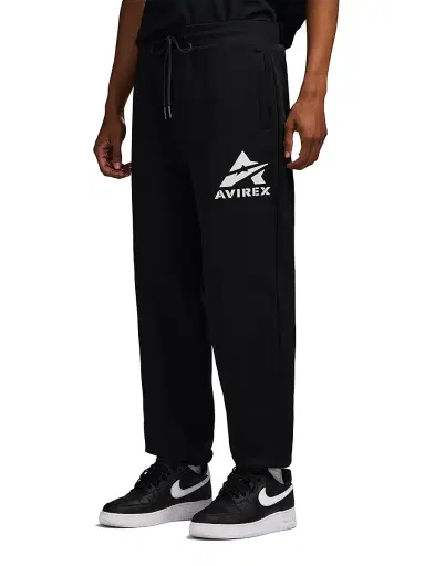 AVIREX Men's Core Stacked Logo Jogger Sweatpants - Black | Thumbnail 4