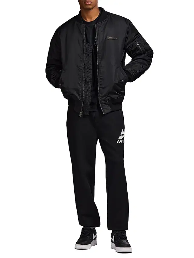 AVIREX Men's Core Stacked Logo Jogger Sweatpants - Black