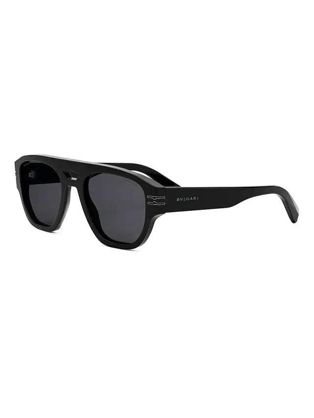 BVLGARI Men's B. Zero1 53MM Pilot Sunglasses - Shiny Black
