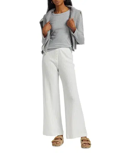 LESET Women's Boxer Rib-Knit Pants - White - Size XL | Thumbnail 2 LESET Women's Boxer Rib-Knit Pants - White - Size XL | Thumbnail 2