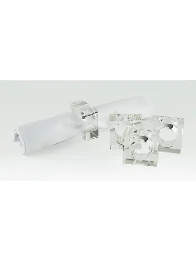 Tizo Smoke Crystal Four-Piece Napkin Holder Set - Clear | Thumbnail 2