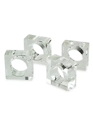 Tizo Smoke Crystal Four-Piece Napkin Holder Set - Clear | Thumbnail 1