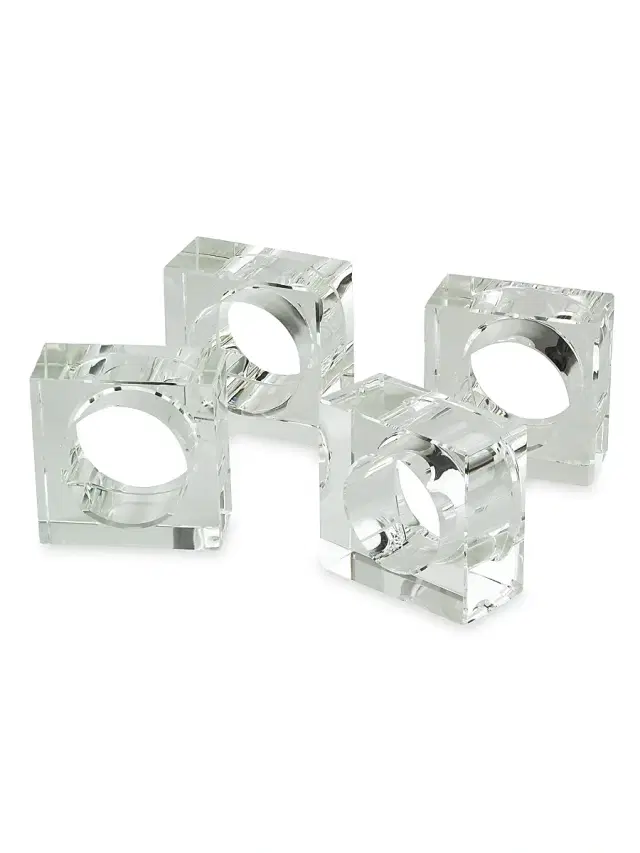 Tizo Smoke Crystal Four-Piece Napkin Holder Set - Clear