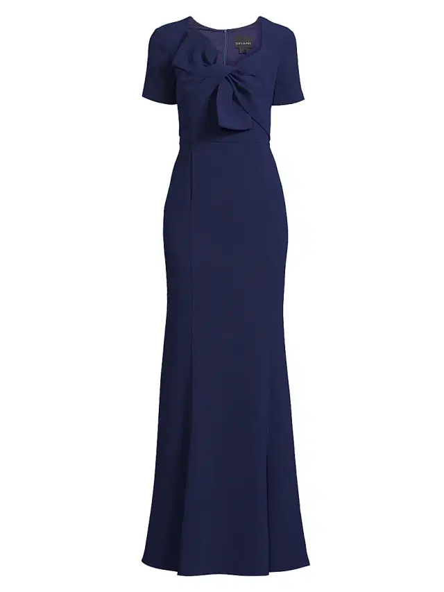 Shani Women's Crepe Bow Bodice Gown - Navy