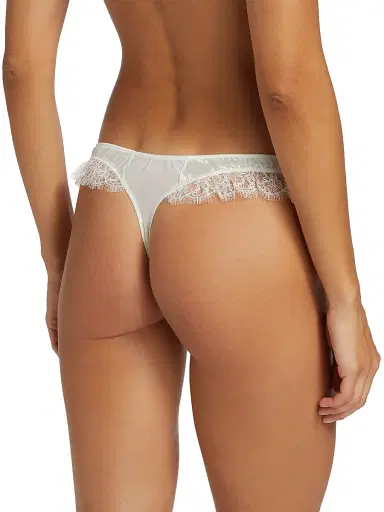 Kiki de Montparnasse Women's Lace Inset Thong - Ivory - Size Large | Thumbnail 4