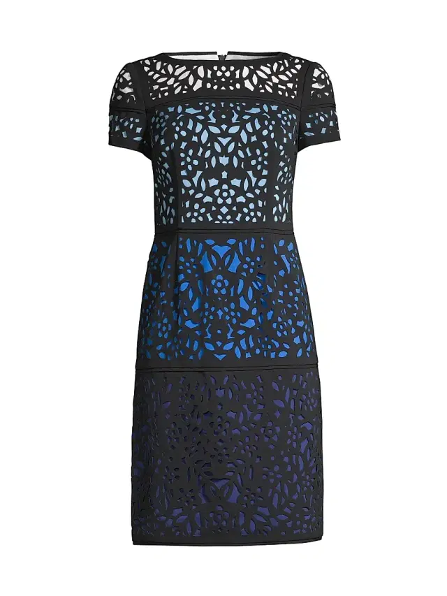 Shani Women's Ombre Laser-Cut Lace Dress - Blue