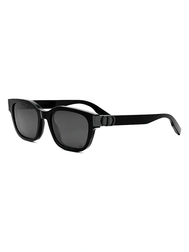 Dior Men's CD Icon S1I 54MM Geometric Sunglasses - Shiny Black Smoke