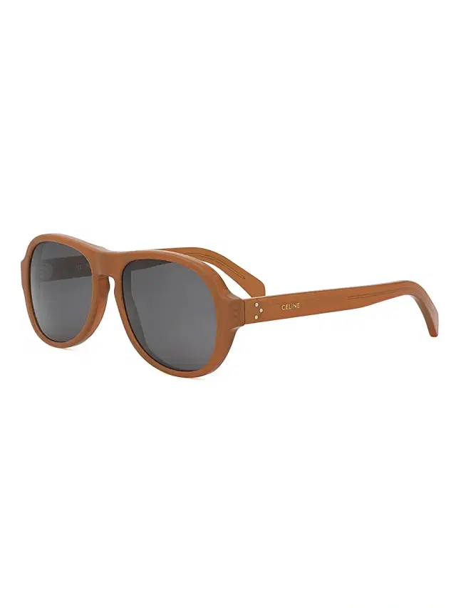CELINE Men's 3 Dots 55MM Geometric Sunglasses - Shiny Light Brown
