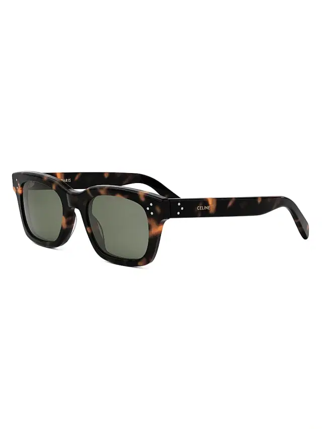 CELINE Men's 3 Dots 51mm Geometric Sunglasses - Dark Havana Green
