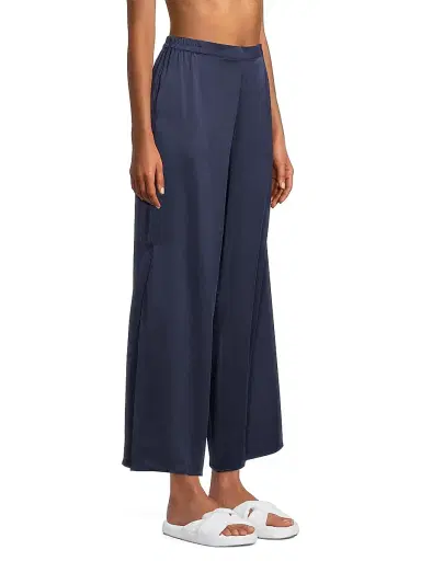 Lunya Women's Washable Silk T-Shirt & Pants Pajamas - Deep Blue - Size Small | Thumbnail 4