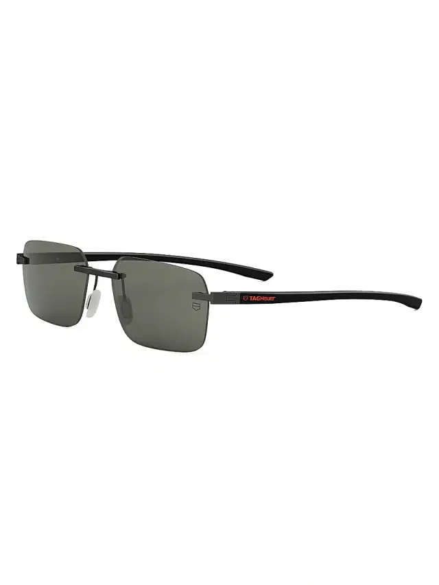 TAG Heuer Men's Essential 56MM Rectangular Sunglasses - Black Green