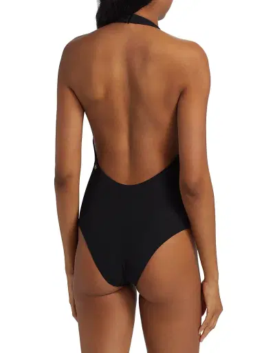 Kiki de Montparnasse Women's Echauffe Plunging V-Halterneck One-Piece Swimsuit | Thumbnail 4 Kiki de Montparnasse Women's Echauffe Plunging V-Halterneck One-Piece Swimsuit | Thumbnail 4