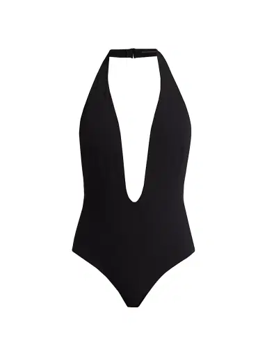 Kiki de Montparnasse Women's Echauffe Plunging V-Halterneck One-Piece Swimsuit | Thumbnail 1 Kiki de Montparnasse Women's Echauffe Plunging V-Halterneck One-Piece Swimsuit | Thumbnail 1