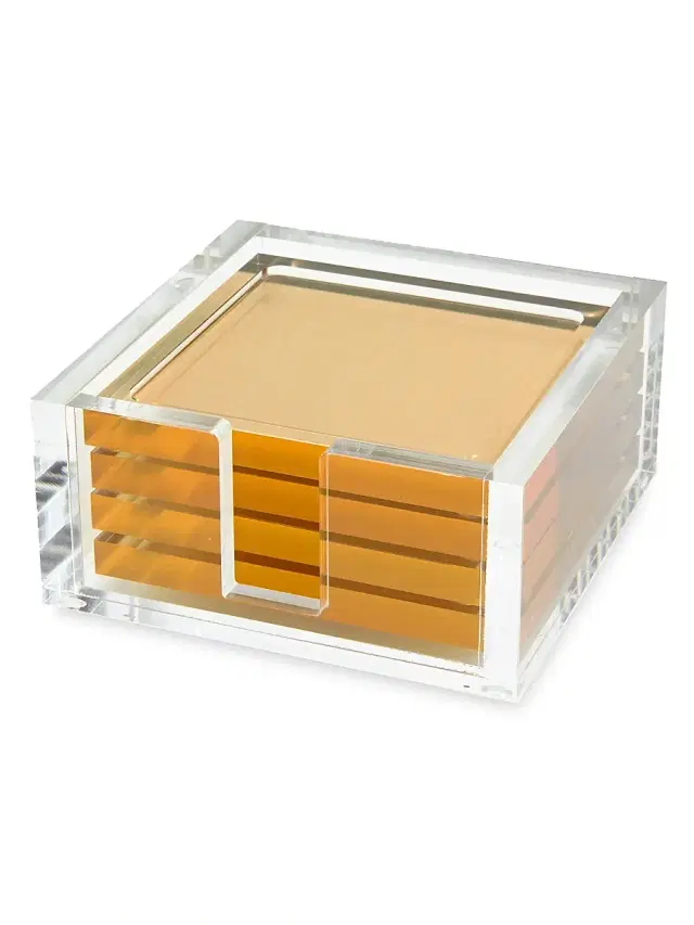 Tizo Acrylic 4-Piece Coaster Set - Gold