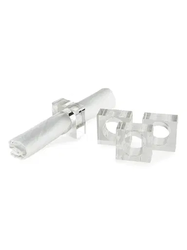 Tizo Lucite 4-Piece Square Napkin Ring Set | Thumbnail 1