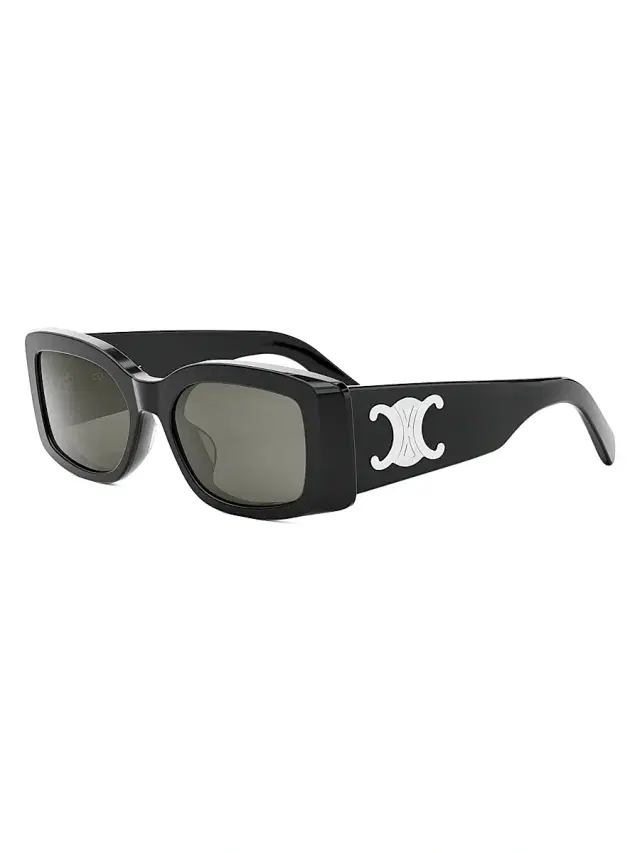 CELINE Men's Triomphe 53MM Rectangular Sunglasses - Shiny Black Smoke