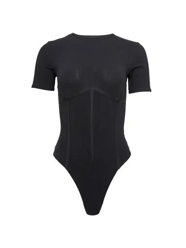 Fleur du Mal Women's Stretch Cotton T-Shirt Bodysuit - Black | Thumbnail 1