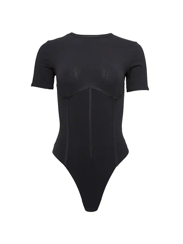 Fleur du Mal Women's Stretch Cotton T-Shirt Bodysuit - Black