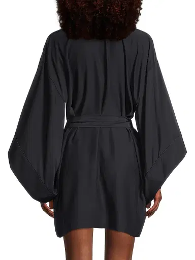 Kiki de Montparnasse Women's Silk Kimono-Inspired Robe - Black - Size Medium | Thumbnail 5