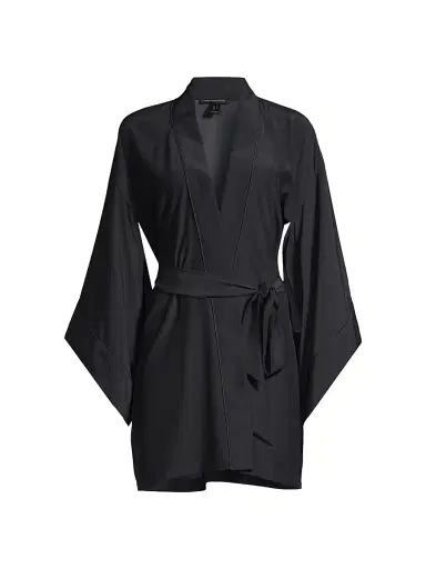 Kiki de Montparnasse Women's Silk Kimono-Inspired Robe - Black - Size Medium | Thumbnail 1