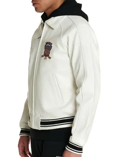 Avirex Men's Icon Leather Jacket - Snow White - Size Small | Thumbnail 4