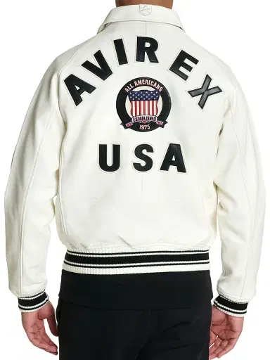 Avirex Men's Icon Leather Jacket - Snow White - Size Small | Thumbnail 5
