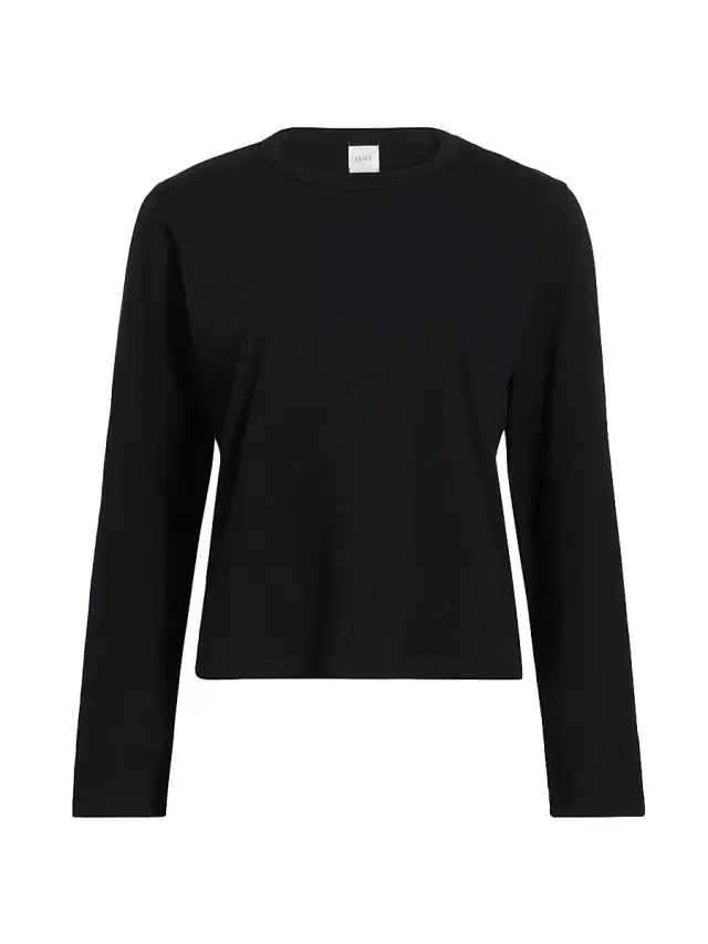 Leset Women's Margo Cotton Long-Sleeve T-Shirt - Black