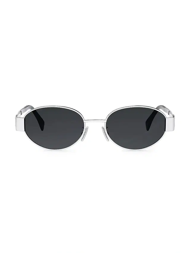 CELINE Men's Triomphe 54MM Oval Sunglasses - Silver
