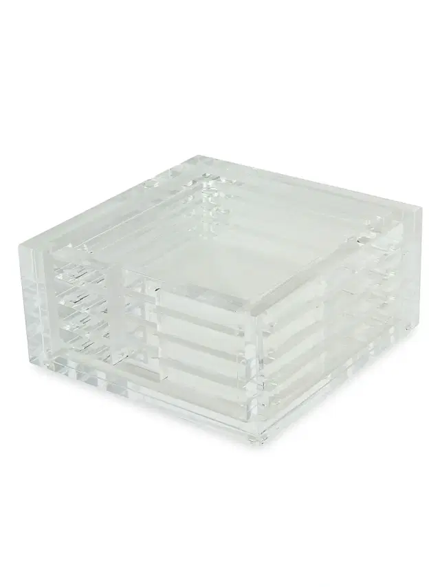 Tizo Acrylic 4-Piece Coaster Set - Clear