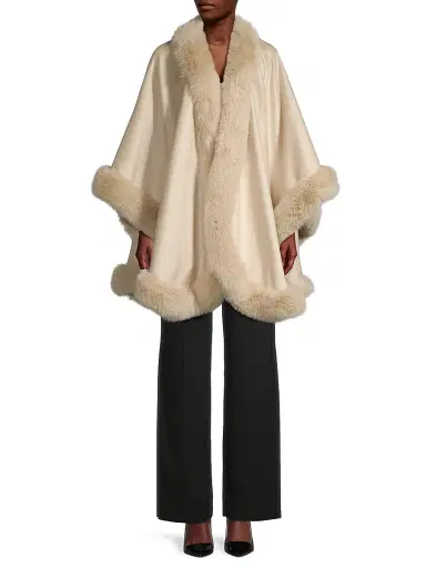 Sofia Cashmere Women's Faux Fur & Cashmere U-Cape | Thumbnail 2 Sofia Cashmere Women's Faux Fur & Cashmere U-Cape | Thumbnail 2