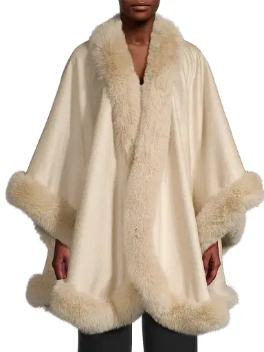 Sofia Cashmere Women's Faux Fur & Cashmere U-Cape | Thumbnail 3 Sofia Cashmere Women's Faux Fur & Cashmere U-Cape | Thumbnail 3