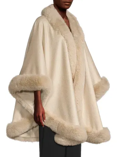 Sofia Cashmere Women's Faux Fur & Cashmere U-Cape | Thumbnail 4 Sofia Cashmere Women's Faux Fur & Cashmere U-Cape | Thumbnail 4