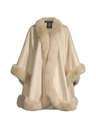 Sofia Cashmere Women's Faux Fur & Cashmere U-Cape | Thumbnail 1 Sofia Cashmere Women's Faux Fur & Cashmere U-Cape | Thumbnail 1