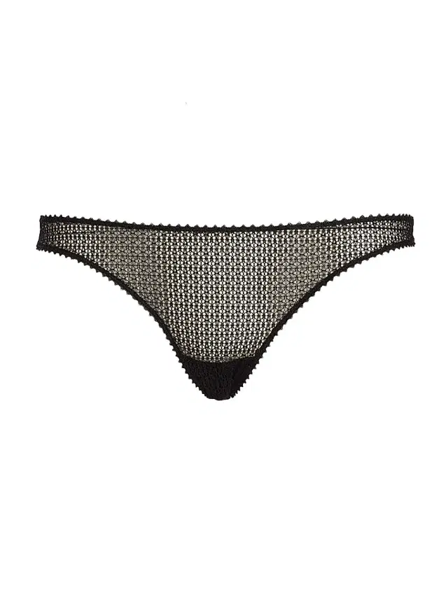 Women's Crochet Lace Thong - Black