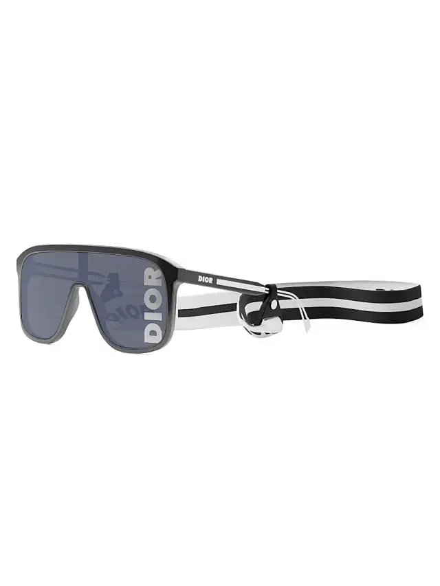 Dior Men's Fast M1I Shield Sunglasses - Shiny Black Smoke