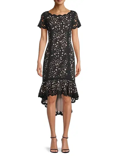 Shani Women's High-Low Crepe Dress - Black Nude - Size 16 | Thumbnail 3 Shani Women's High-Low Crepe Dress - Black Nude - Size 16 | Thumbnail 3