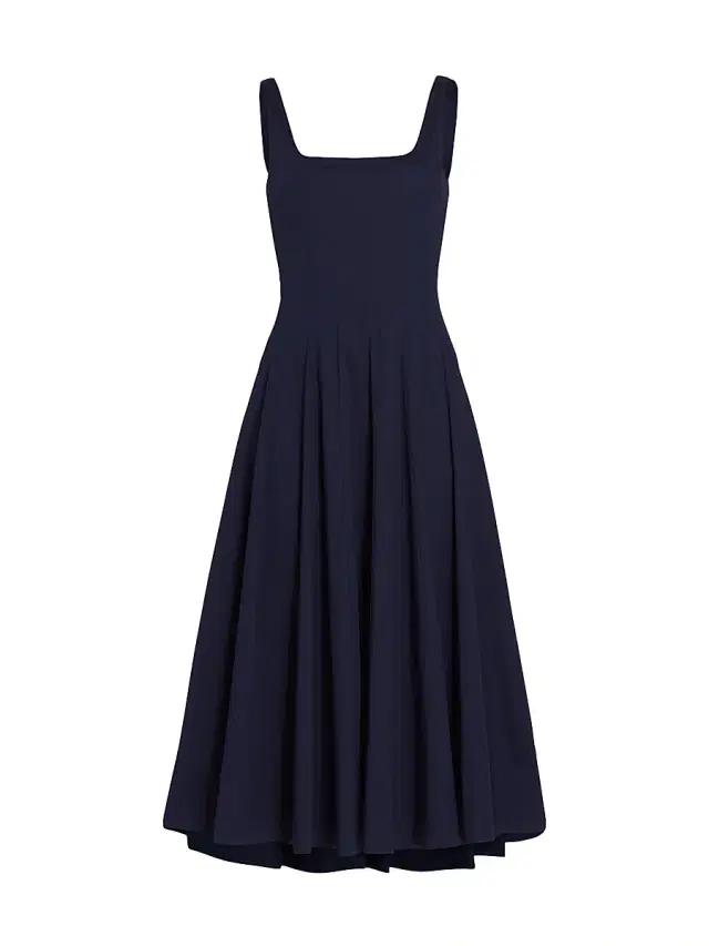 Women's Wells Cotton Poplin A-Line Midi-Dress - Navy