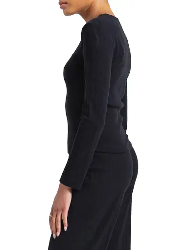 LESET Women's Pointelle Long-Sleeve Top - Black - Size XL | Thumbnail 3 LESET Women's Pointelle Long-Sleeve Top - Black - Size XL | Thumbnail 3