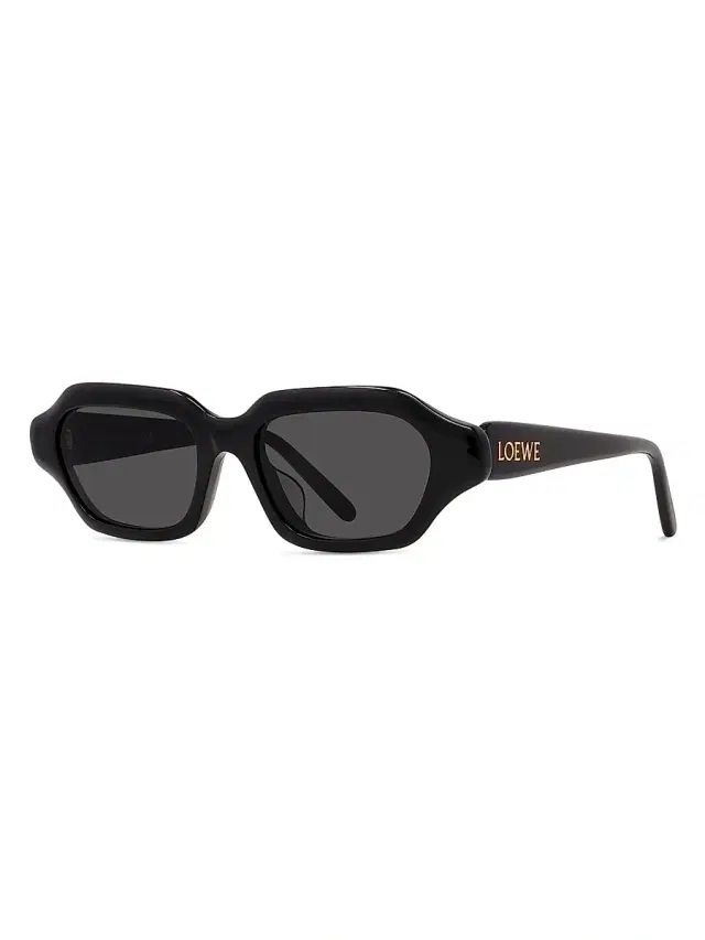 LOEWE Men's Slim 51MM Rectangular Sunglasses - Black Gold Black