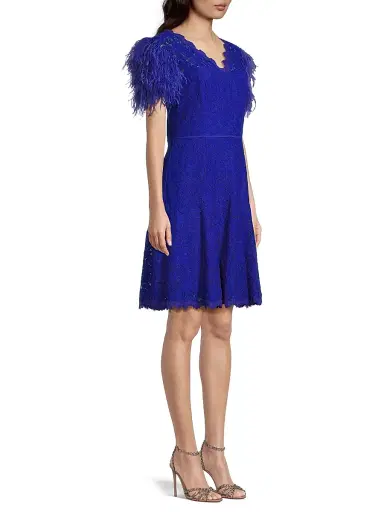 Shani Women's Feathers Lace Minidress - Blue | Thumbnail 4 Shani Women's Feathers Lace Minidress - Blue | Thumbnail 4