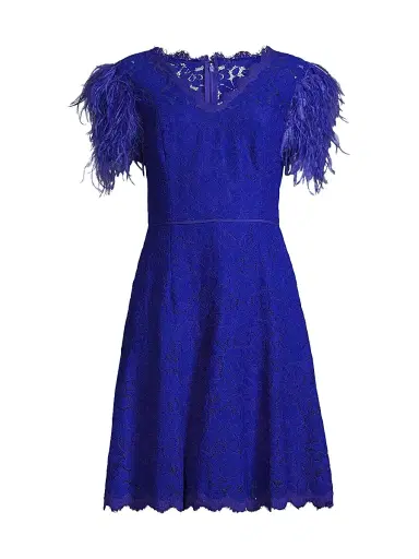 Shani Women's Feathers Lace Minidress - Blue | Thumbnail 1 Shani Women's Feathers Lace Minidress - Blue | Thumbnail 1