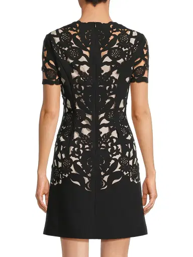 Shani Women's Floral Crepe Laser-Cut Sheath Dress - Black | Thumbnail 5