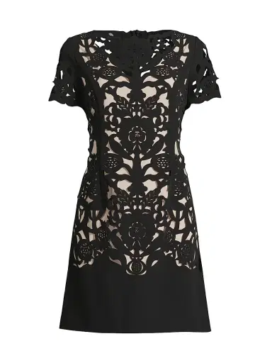 Shani Women's Floral Crepe Laser-Cut Sheath Dress - Black | Thumbnail 1