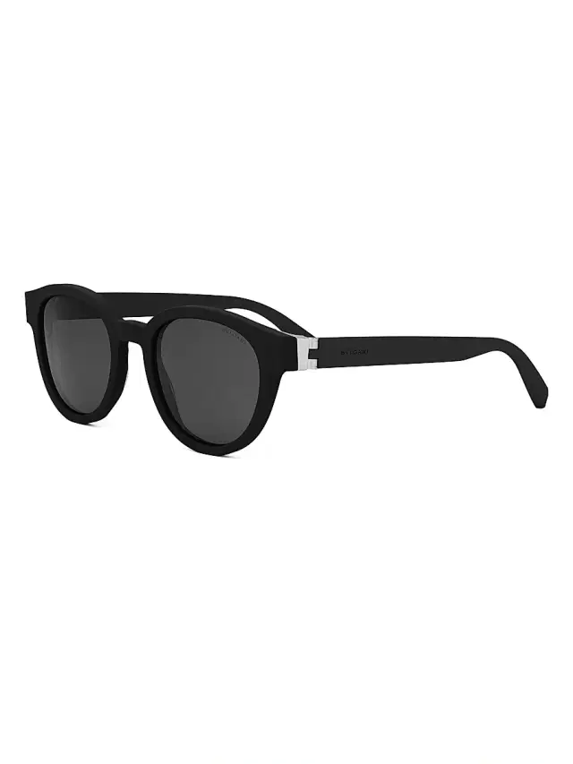 BVLGARI Men's Aluminium 51MM Round Sunglasses - Matte Black