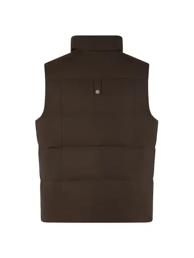 Moose Knuckles Men's Originals Westmount Stand-Collar Puffer Vest - Espresso Alabaster - Size Medium | Thumbnail 3