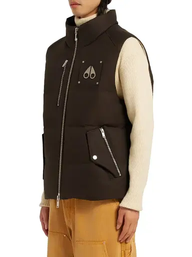 Moose Knuckles Men's Originals Westmount Stand-Collar Puffer Vest - Espresso Alabaster - Size Medium | Thumbnail 4