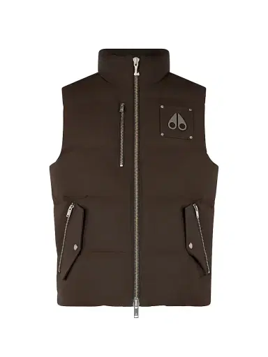 Moose Knuckles Men's Originals Westmount Stand-Collar Puffer Vest - Espresso Alabaster - Size Medium | Thumbnail 1
