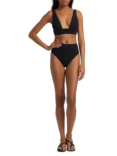 Kiki de Montparnasse Women's Echauffe V-Neck Bikini Top - Black | Thumbnail 2