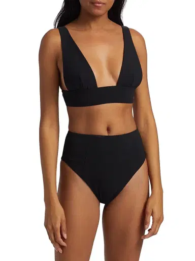 Kiki de Montparnasse Women's Echauffe V-Neck Bikini Top - Black | Thumbnail 3